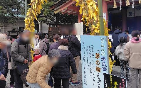 津島神社の茅の輪くぐり（ちのわくぐり）